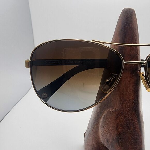 Coach Stefanie Gold & Brown Aviator Polarized Sunglasses main image 11